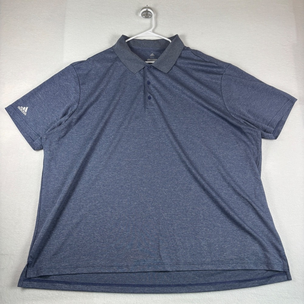 Adidas Golf Mens 4XL Blue Heathered Short Sleeve Performance Polo Shirt Logo